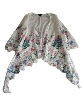 Lauren Hansen 1X Floral Crochet Open Sweater